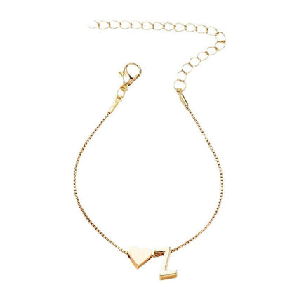 The Heart Initial Letter Bracelet