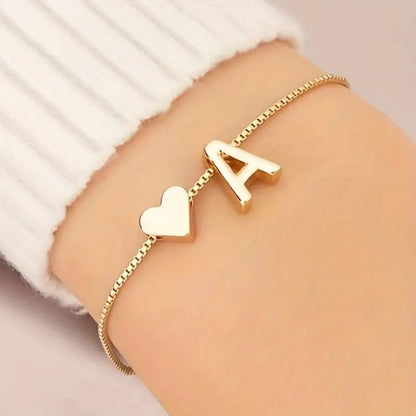 The Heart Initial Letter Bracelet