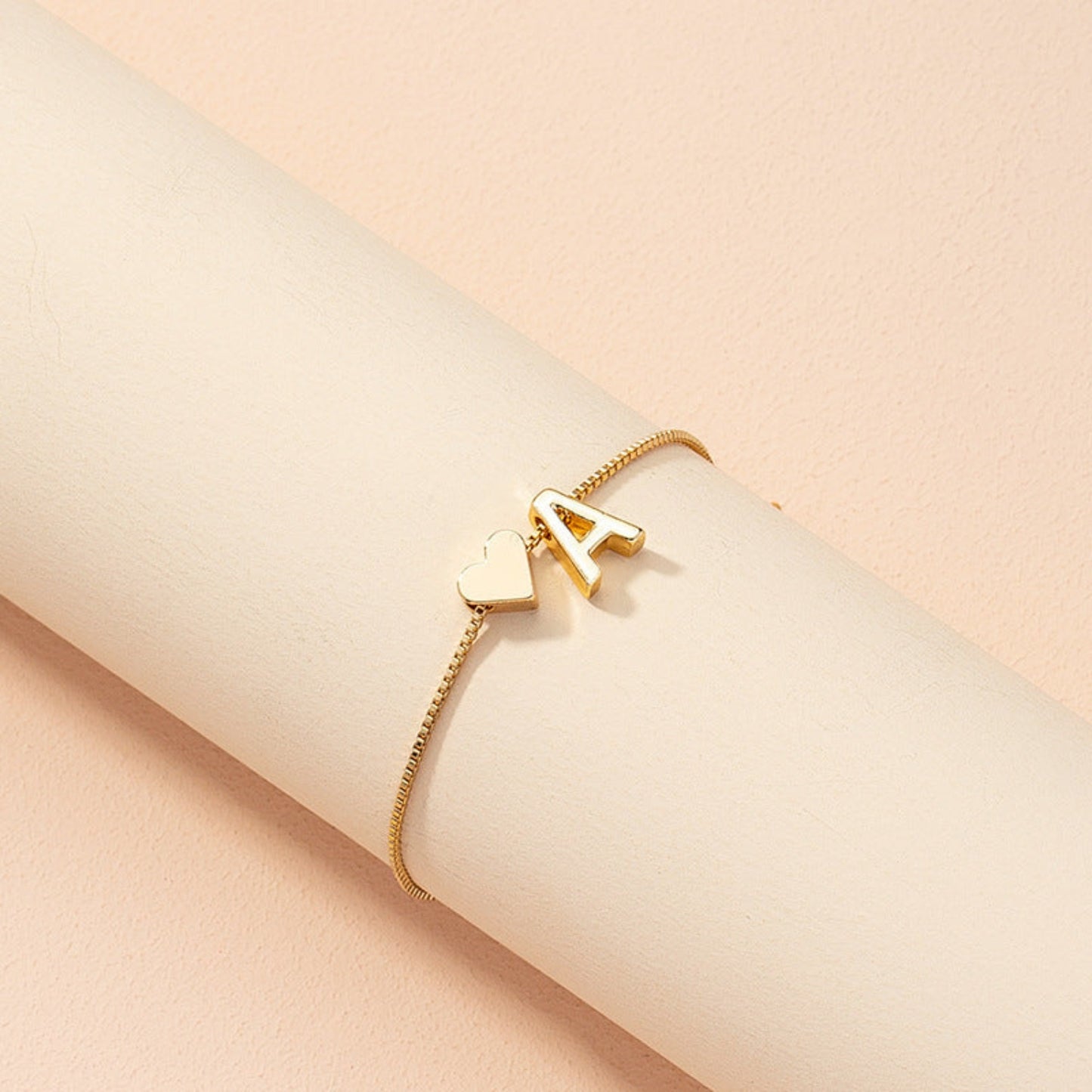 The Heart Initial Letter Bracelet