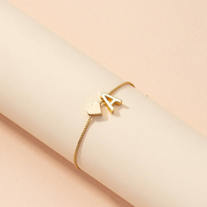 The Heart Initial Letter Bracelet