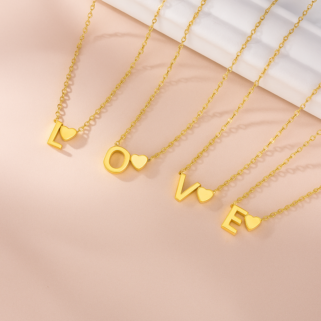 The Heart Pendant Initial Letter Necklace