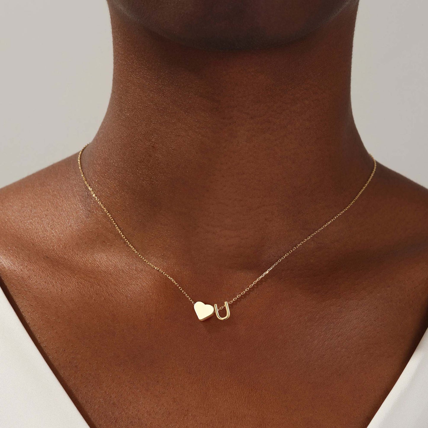 The Heart Pendant Initial Letter Necklace