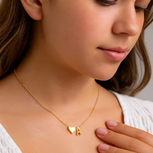 The Heart Pendant Initial Letter Necklace
